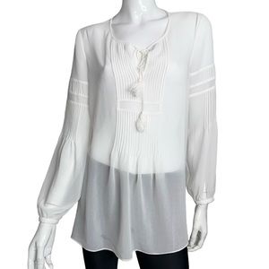 Tommy Hilfiger Long Sleeve Tie Front White Tunic‎